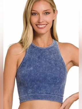 Zenana Outfitters Ribbed Tank Top - Slate Blue